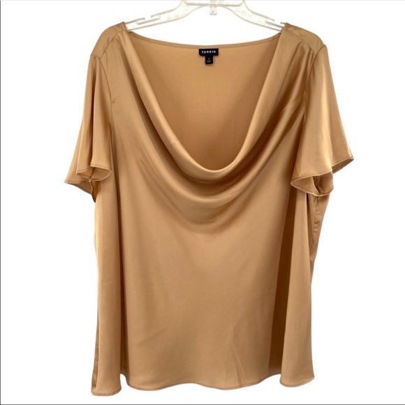 torrid Tops - Torrid Satin Cowl Neck Short Sleeve Blouse